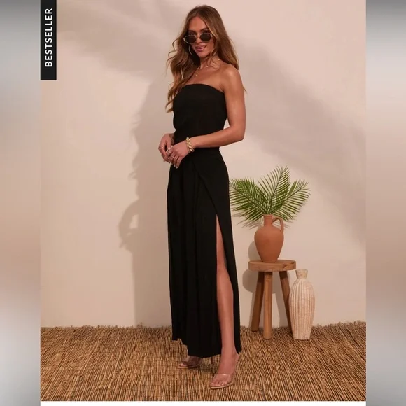 Vici Off Shoulder Strapless Wide Leg Jumpsuit Size L NWT - Picture 3 of 15